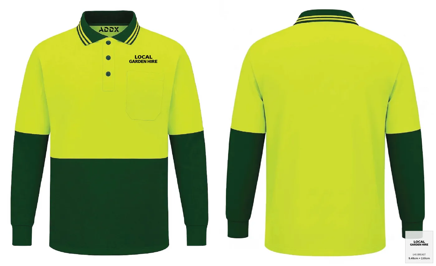 Customer mockup of Hi Vis Traditional Polo L/S