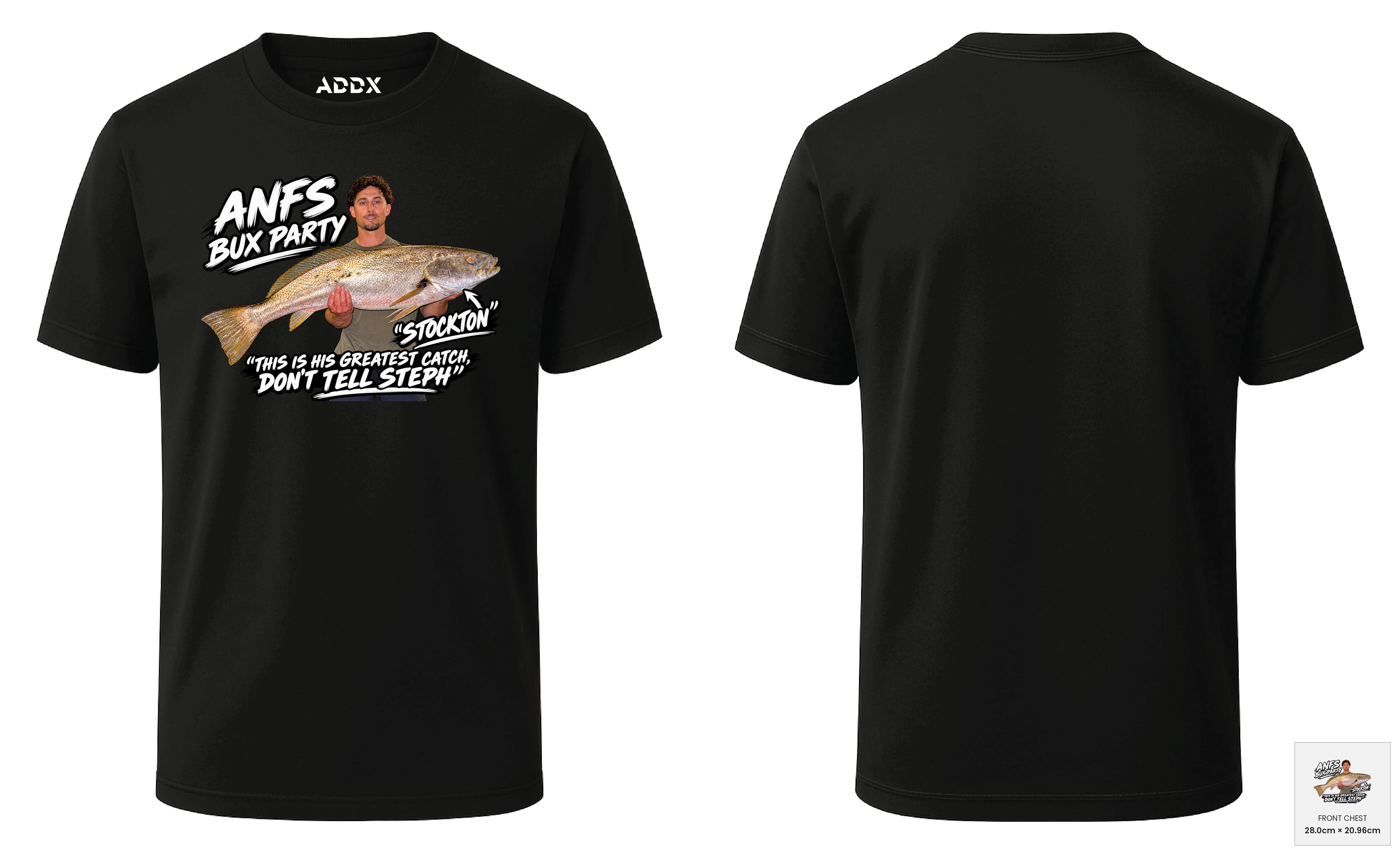 Customer mockup of Axis Tee