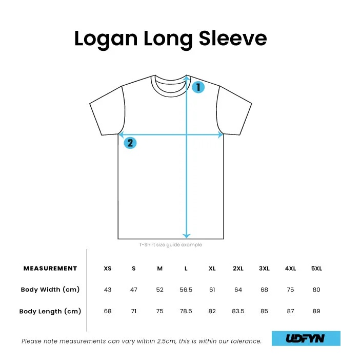 Logan Long Tee size chart