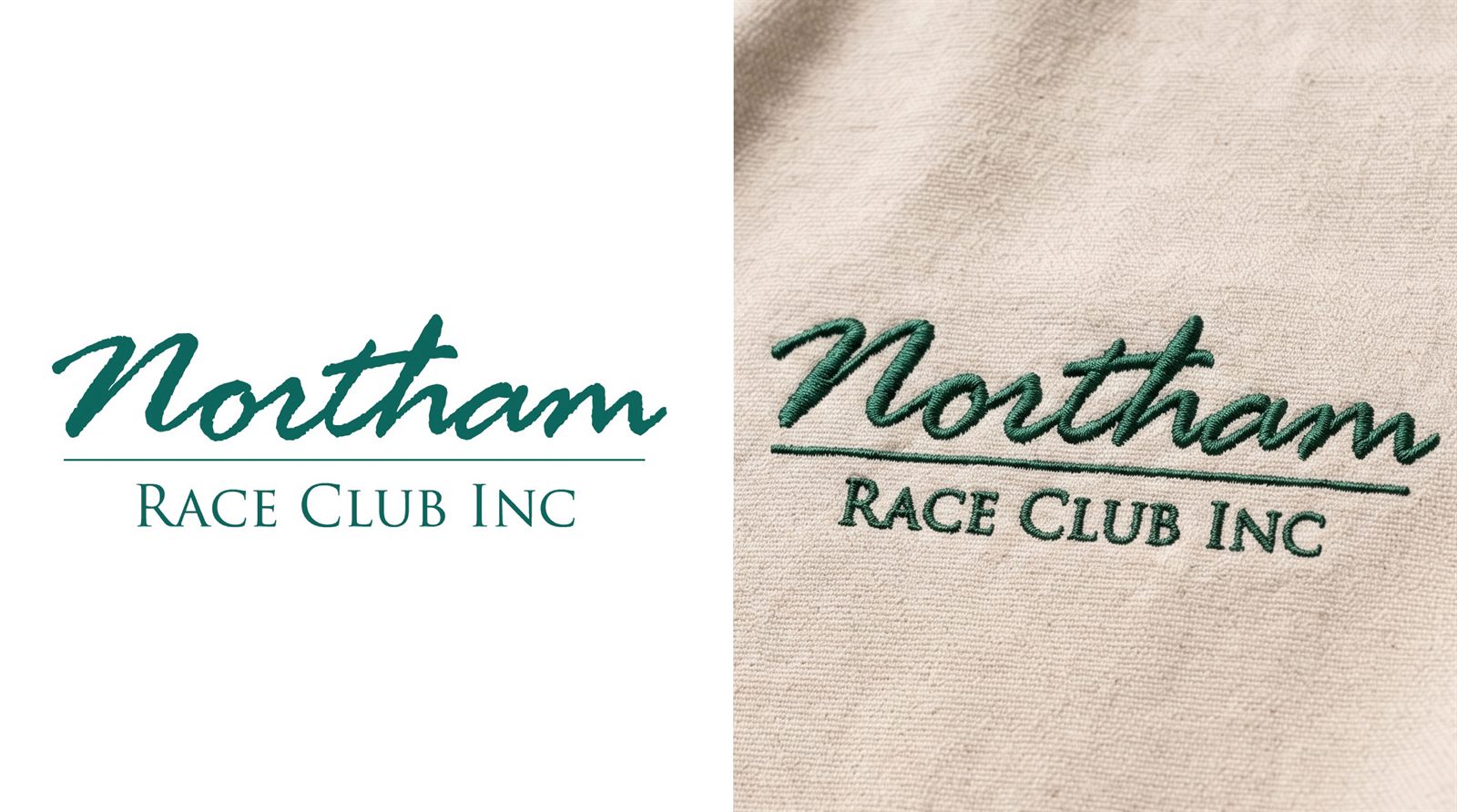 Embroidered logo before and after on a custom uniform