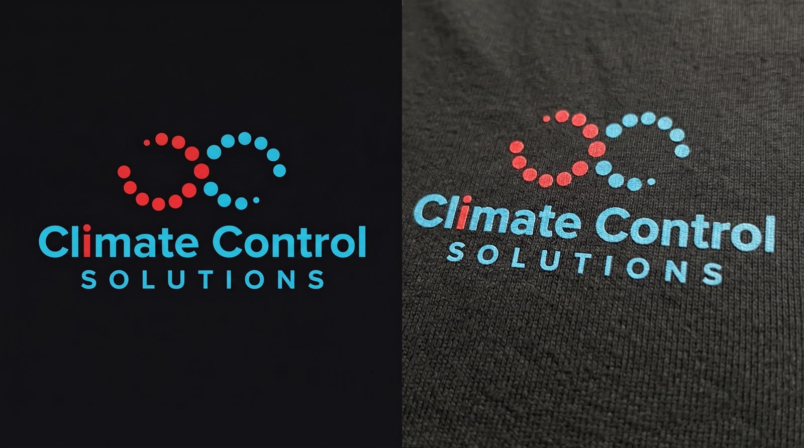 Printed logo before and after on a custom uniform