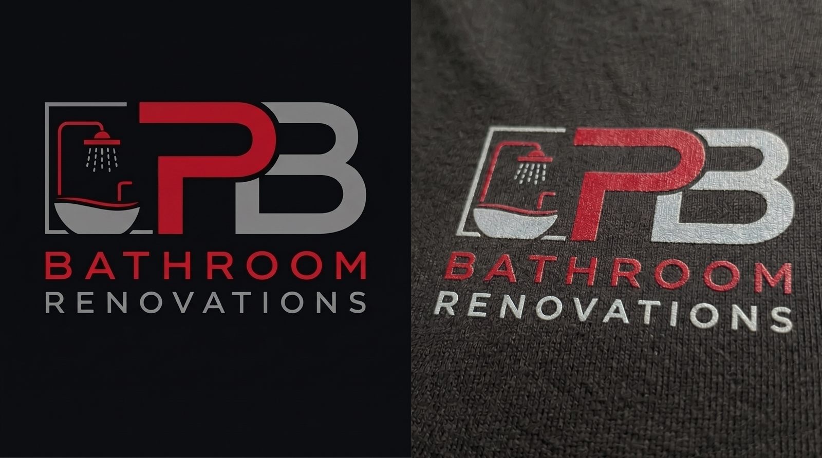 Printed logo before and after on a custom uniform